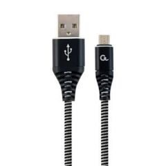 GEMBIRD PREMIUM MICRO USB 2.0 CABLE AM-MBM5P (METAL BRAIDED CONNECTORS) 2M BLACK/WHITE (CC-USB2B-AMMBM-2M-BW) (GEMCC-USB2B-AMMBM-2M-BW)