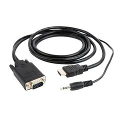 GEMBIRD HDMI TO VGA MINI JACK CONVERTER 1.8 M BLACK (A-HDMI-VGA-03-6) (GEMA-HDMI-VGA-03-6)