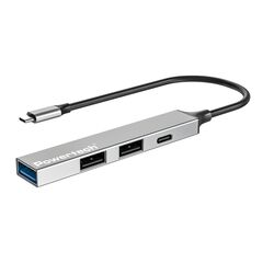 POWERTECH USB HUB PT-1412, 4X ΘΥΡΏΝ, USB 3.2, 5GBPS, USB-C ΣΎΝΔΕΣΗ, ΓΚΡΙ