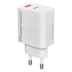 POWERTECH ΦΟΡΤΙΣΤΉΣ ΤΟΊΧΟΥ PT-1437, USB/USB-C, 20W, GAN, ΛΕΥΚΌΣ