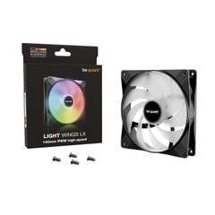 BEQUIET FAN LIGHT WINGS LX 140MM PWM HIGH SPEED BL129, ARGB, 1800RPM, 75.3CFM/127.9M3/H, 30.5DB, LIFESPAN 60000H, BLACK, 3YW.