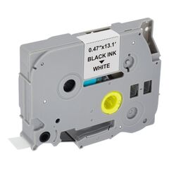 MEDIARANGE PLASTIC TAPE CASSETTE FOR LABEL PRINTERS USING BROTHER TZ-231S/TZE-231S 12MM 4M LAMINATED BLACK ON WHITE (MRBTZ231S)