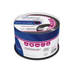 MEDIARANGE VINYL CD-R 80' 700MB 52X INKJET PRINTABLE, BLACK DYE CAKE X 50 (MR226)