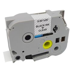 MEDIARANGE PLASTIC TAPE CASSETTE FOR LABEL PRINTERS USING BROTHER TZ-151/TZE-151 24MM 8M LAMINATED BLACK ON CLEAR (MRBTZ151)