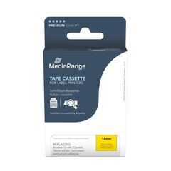 MEDIARANGE PLASTIC TAPE CASSETTE FOR LABEL PRINTERS USING BROTHER TZ-641/TZE-641 18MM 8M LAMINATED BLACK ON YELLOW (MRBTZ641)