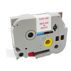 MEDIARANGE PLASTIC TAPE CASSETTE FOR LABEL PRINTERS USING BROTHER TZ-252/TZE-252 24MM 8M LAMINATED RED ON WHITE (MRBTZ252)