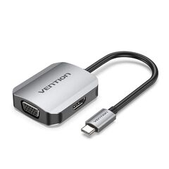 VENTION TYPE-C TO HDMI/VGA CONVERTER 0.15M GRAY ALUMINUM ALLOY TYPE (TDIHB) (VENTDIHB)