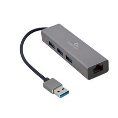 GEMBIRD USB 3.0 HUB 3 ΘΥΡΏΝ ΜΕ ΣΎΝΔΕΣΗ USB-A ΓΚΡΙ (A-AMU3-LAN-01) (GEMA-AMU3-LAN-01)