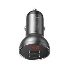 BASEUS CAR CHARGER DIGITAL DISPLAY GRAY (24W) (CCBX-0G) (BASCCBX-0G)