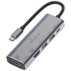 MEDIARANGE USB TYPE-C 5 IN-1 MULTIPORT ADAPTER WITH 2XHDMI OUT SILVER (MRCS511)