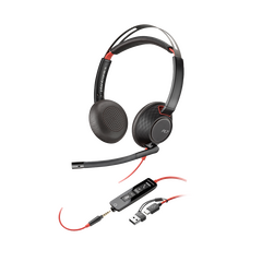 POLY BLACKWIRE 5220 STEREO USB-C HEADSET +3.5MM PLUG +USB-C/A ADAPTER - 93S88AA