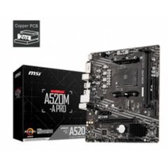 MSI MB A520M-A PRO, SOCKET AMD AM4, CS AMD A520, 2 DIMM SOCKETS DDR4, DVI-D/HDMI, GIGABIT LAN, MICRO-ATX, 3YW.