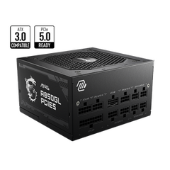 MSI PSU 850W MAG A850GL PCIE5, 80+ GOLD CERTIFIED, FULL MODULAR CABLES, FLUID DYNAMIC BEARING 120MM QUIET & COOL FAN, 7YW.