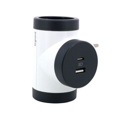LEGRAND SURGEARREST 2 OUTLETS  WHITE/BLACK  ROTATING