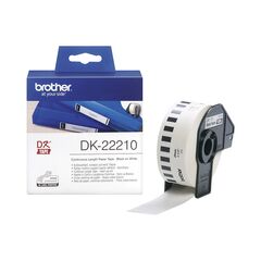 BROTHER DK-22210 CONTINUOUS PAPER LABEL ROLL – BLACK ON WHITE, 29MM WIDE (DK22210) (BRODK22210)
