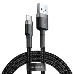 BASEUS CAFULE BRAIDED USB 2.0 CABLE USB-C MALE - USB-A MALE ΜΑΎΡΟ 3M (CATKLF-UG1) (BASCATKLF-UG1)