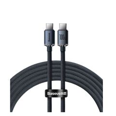 BASEUS CRYSTAL SHINE BRAIDED USB 2.0 CABLE USB-C MALE - USB-C MALE ΜΑΎΡΟ 1.2M (CAJY000601) (BASCAJY000601)