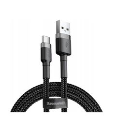 BASEUS CAFULE BRAIDED USB 2.0 CABLE USB-C MALE - USB-A MALE ΜΑΎΡΟ 1M (CATKLF-BG1) (BASCATKLF-BG1)