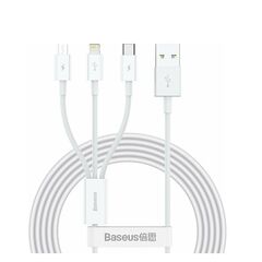 BASEUS SUPERIOR SERIES REGULAR USB TO TYPE-C / LIGHTNING / MICRO USB CABLE 3.5A ΛΕΥΚΌ 1.5M (CAMLTYS-02) (BASCAMLTYS02)