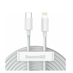 BASEUS LIGHTNING SIMPLE WISDOM CABLE (2PCS/SET) PD 20W 5A 1.5M WHITE (TZCATLZJ-02) (BASTZCATLZJ-02)