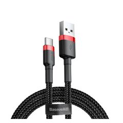BASEUS CAFULE BRAIDED USB 2.0 CABLE USB-C MALE - USB-A MALE ΜΑΎΡΟ 1M (CATKLF-B91) (BASCATKLF-B91)