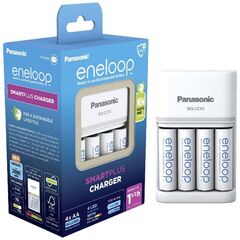 PANASONIC ENELOOP SMARTPLUS BQ-CC55E ΦΟΡΤΙΣΤΉΣ 4 ΜΠΑΤΑΡΙΏΝ NI-MH ΜΕΓΈΘΟΥΣ AA/AAA ΣΕΤ ΜΕ 4X AA 2000MAH ΛΕΥΚΌ (37847519) (PAN37847519)
