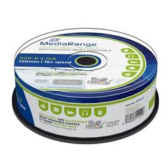 MEDIARANGE DVD-R 120' 4.7GB 16X INKJET FULLSURF. PRINT., WATERGUARD WHITE, HIGH-GLOSSY, WATERPROOF, WIDE SPUT. (MRPL612)