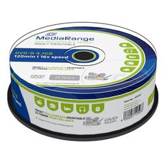 MEDIARANGE DVD-R 120' 4.7GB 16X CAKE BOX X 25 INKJET FULLSURFACE PRINTABLE (MR407)