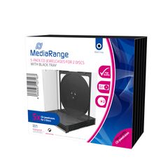 MEDIARANGE CD JEWELCASE FOR 2 DISCS 10.4MM BLACK PACK 5 (MRBOX31-2)