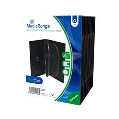 MEDIARANGE DVD CASE FOR 5 DISCS 22MM BLACK PACK 5 (MRBOX35-5)