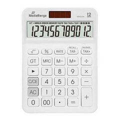 MEDIARANGE CALCULATOR WITH TAX FUNCTION, 12-DIGIT LCD, SOLAR AND BATTERY POWERED, WHITE (MROS191)