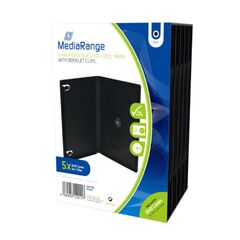 MEDIARANGE DVD CASE  FOR 1 DISC 14MM BLACK  (5 PACK) (MRBOX30)