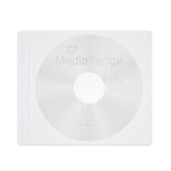MEDIARANGE ADHESIVE-BACKED FLEECE SLEEVES FOR 1 DISC WHITE/SEMI-CLEAR, PACK 50  (MRBOX69-50)