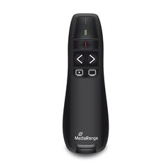 MEDIARANGE 5-BUTTON WIRELESS PRESENTER WITH RED LASER POINTER, BLACK (MROS220)