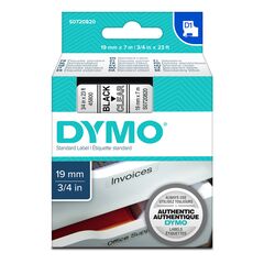 ΤΑΙΝΊΑ ΕΤΙΚΕΤΟΓΡΆΦΟΥ DYMO STANDARD 45800 19 MM X 7 M (ΜΑΎΡΑ ΓΡΆΜΜΑΤΑ ΣΕ ΔΙΆΦΑΝΟ ΦΌΝΤΟ) (S0720820) (DYMO45800)