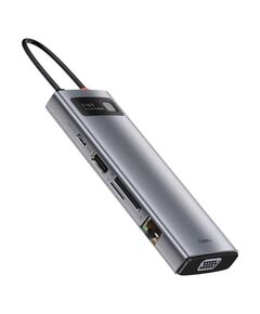 BASEUS GLEAM USB-C DOCKING STATION ΜΕ HDMI 4K PD ETHERNET ΚΑΙ ΣΥΝΔΕΣΗ 2 ΟΘΟΝΏΝ ΓΚΡΙ (CAHUB-CU0G) (BASCAHUB-CU0G)