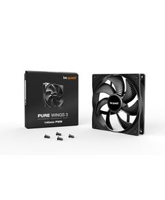 BEQUIET FAN PURE WINGS 3 PWM 140MM BL108, 1200RPM, 57,4CFM/97.5M3/H, 21,9DB, LIFESPAN 80000H, BLACK, 3YW.