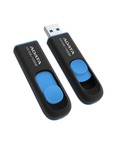 ADATA FLASH USB DRIVE 128GB AUV128-128G-RBE, USB3.2, RETRACTABLE, BLACK/BLUE, 5YW.