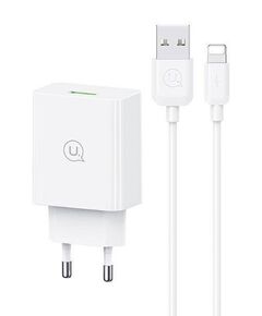 USAMS ΦΟΡΤΙΣΤΉΣ ΤΟΊΧΟΥ SCXLTZ03 ΜΕ ΚΑΛΏΔΙΟ LIGHTNING, USB, 18W, ΛΕΥΚΌΣ