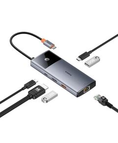 BASEUS DOCKING STATION 6ΣΕ1 METAL GLEAM II SERIES USB-C ΣΕ 2XUSB 3.0 +USB-C + HDMI + USB-C PD + ETHERNET RJ45 ΓΚΡΙ (B00061802813-00) (BASB00061802813-00)
