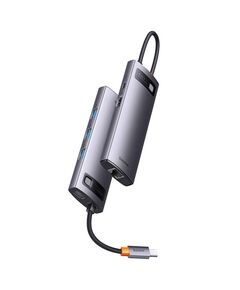 BASEUS DOCKING STATION 6ΣΕ1 STARJOY SERIES, USB-C ΣΕ 3XUSB 3.0 + HDMI + USB-C PD + RJ45 ΓΚΡΙ (WKWG080013) (BASWKWG080013)