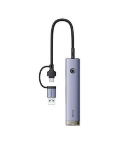 BASEUS HUB 4IN1 ULTRAJOY USB-A&USB-C TO 3XUSB3.0+USB-C+RJ45 GREY (B0005280B811-14) (BASB0005280B811-14)