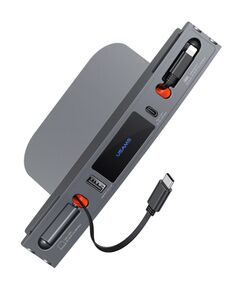 USAMS ΦΟΡΤΙΣΤΉΣ ΑΥΤΟΚΙΝΉΤΟΥ US-SJ649 ΓΙΑ TESLA(3/Y), ΜΕ 2X ΚΑΛΏΔΙΑ, USB/USB-C ΘΎΡΕΣ, 60W, ΓΚΡΙ