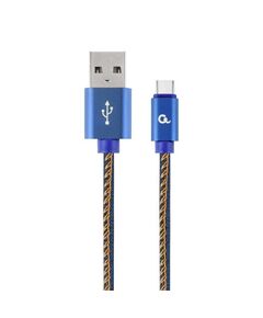 GEMBIRD CC- USB2J-AMCM-2M-BL USB-C CABLE (METAL PLUGS, NYLON BRAIDING IN DENIM - JEANS COLOR) 2M (CC-USB2J-AMCM-2M-BL) (GEMCC-USB2J-AMCM-2M-BL)