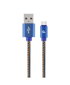 GEMBIRD USB TYPE-C CABLE (METAL CONNECTORS NYLON BRAID IN DENIM - JEANS) 1M (CC-USB2J-AMCM-1M-BL) (GEMCC-USB2J-AMCM-1M-BL)