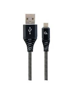 GEMBIRD PREMIUM MICRO USB 2.0 CABLE AM-MBM5P (METAL BRAIDED CONNECTORS) 2M BLACK/WHITE (CC-USB2B-AMMBM-2M-BW) (GEMCC-USB2B-AMMBM-2M-BW)