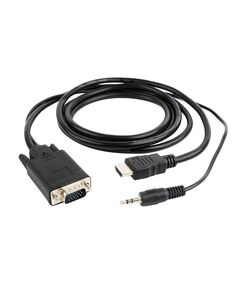 GEMBIRD HDMI TO VGA MINI JACK CONVERTER 1.8 M BLACK (A-HDMI-VGA-03-6) (GEMA-HDMI-VGA-03-6)