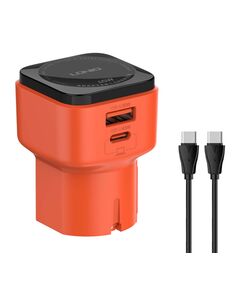 LDNIO ΦΟΡΤΙΣΤΉΣ ΤΟΊΧΟΥ Q2420 ΜΕ ΚΑΛΏΔΙΟ, USB/USB-C, 45W, UNIVERSAL ΠΡΊΖΑ, ΠΟΡΤΟΚΑΛΊ