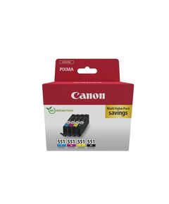 CANON ΜΕΛΆΝΙ INKJET CLI-551 CMYK  CARTON PACK (6509B015) (CANCLI-551VP)