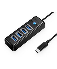ORICO USB HUB PW4U-C3, 4X ΘΥΡΏΝ, USB 3.0, 5GBPS, USB-C ΣΎΝΔΕΣΗ, ΜΑΎΡΟ